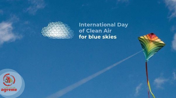 Día del Aire Limpio barrilete en el cielo azul